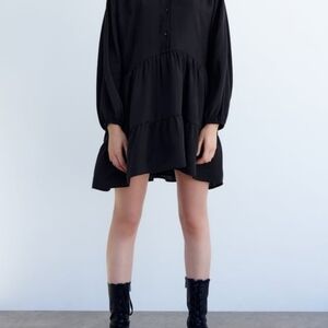 NWT ZARA XXL black short tiered dress